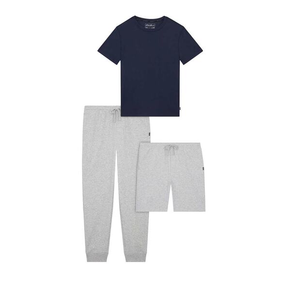 New Eddie Bauer 3-Piece Super Soft Sleep Set Tee Joggers and Shorts Lounge Set - Picture 2 of 5